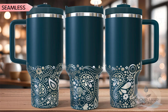 Paisley Bottom Wrap Pattern Tumbler Wrap SVG | 40oz Laser Engraving File | Rotary Ready Digital Background SVG