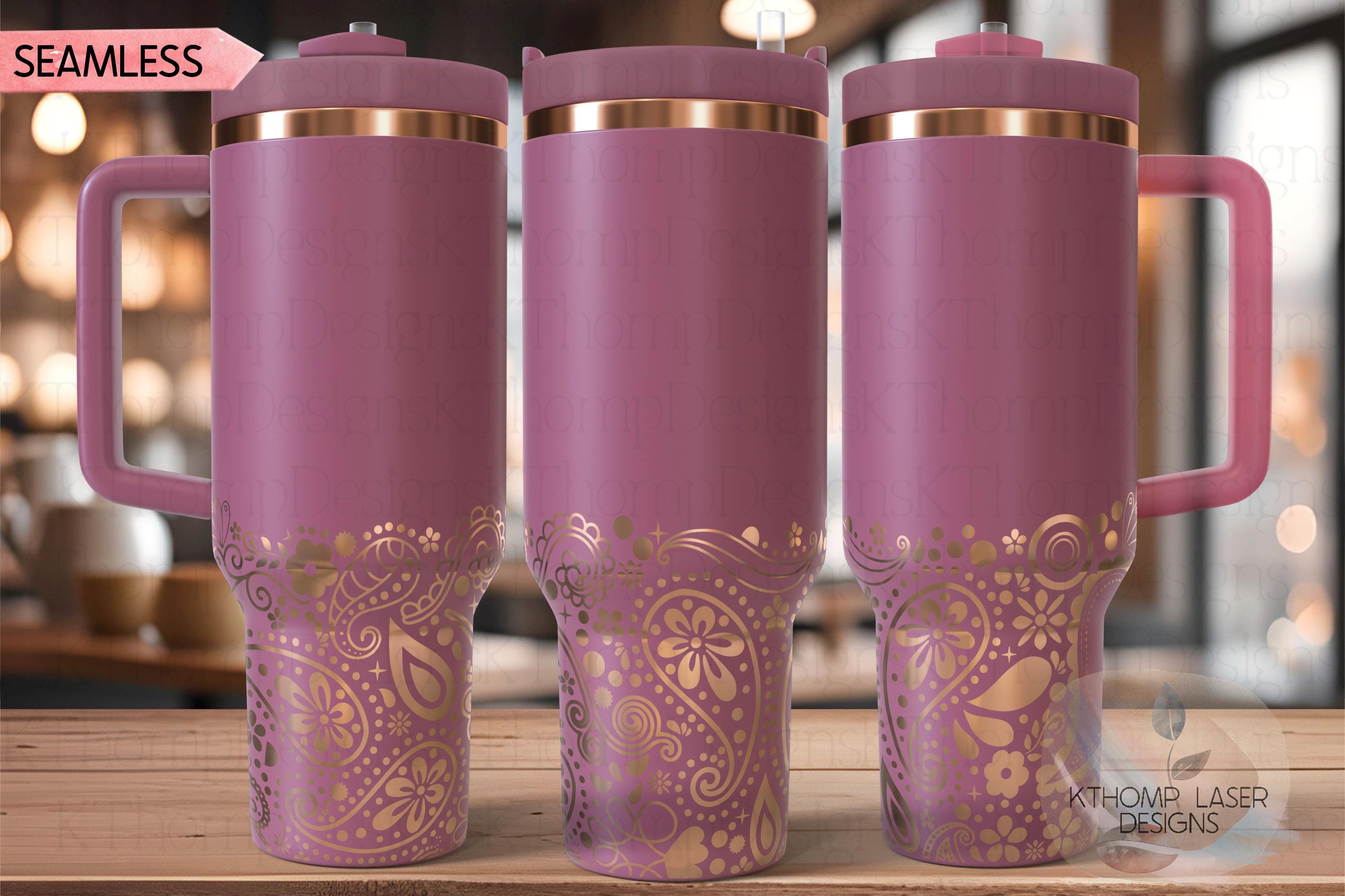 Paisley Bottom Wrap Pattern Tumbler Wrap SVG | 40oz Laser Engraving File | Rotary Ready Digital Background SVG