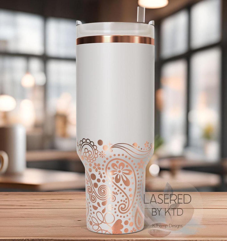 Paisley Bottom Wrap Pattern Tumbler Wrap SVG | 40oz Laser Engraving File | Rotary Ready Digital Background SVG