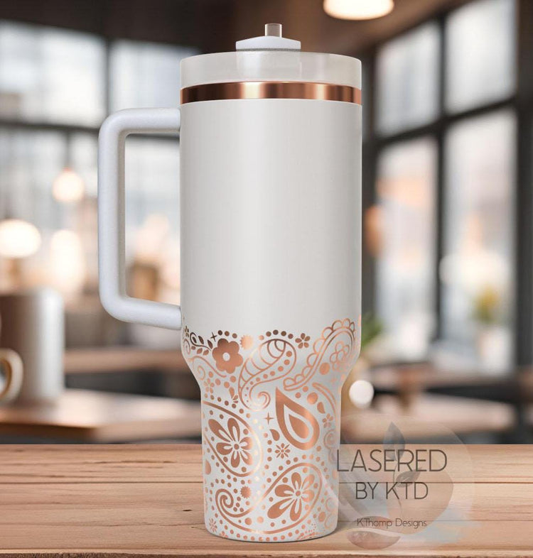 Paisley Bottom Wrap Pattern Tumbler Wrap SVG | 40oz Laser Engraving File | Rotary Ready Digital Background SVG