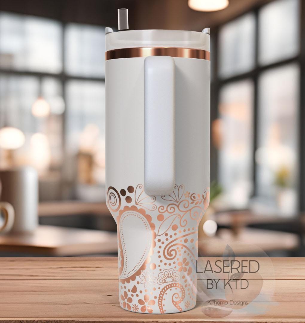 Paisley Bottom Wrap Pattern Tumbler Wrap SVG | 40oz Laser Engraving File | Rotary Ready Digital Background SVG