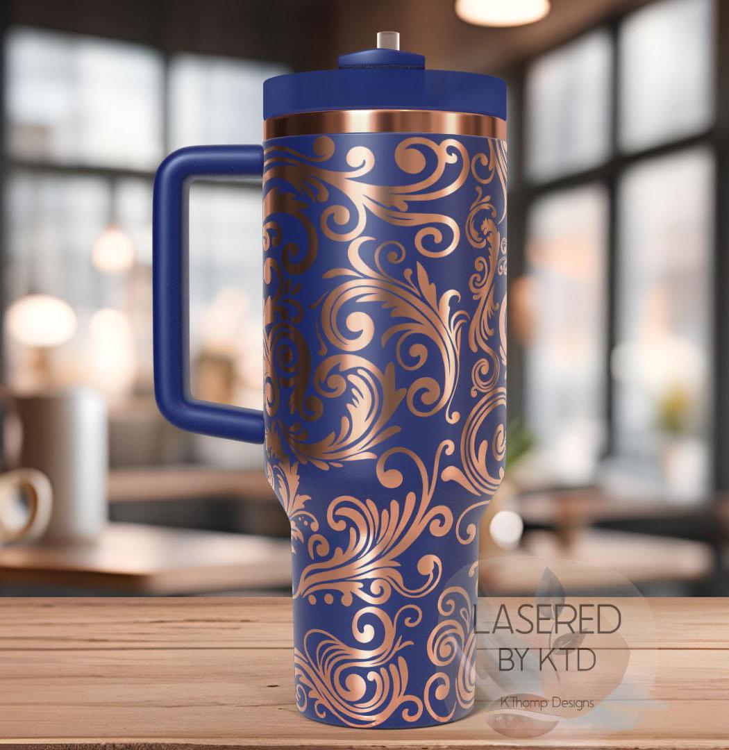 Tooled Leather Stamped Leather Tumbler Wrap SVG | 40oz Laser Engraving File | Rotary Ready Digital Design | Western Farm SVG