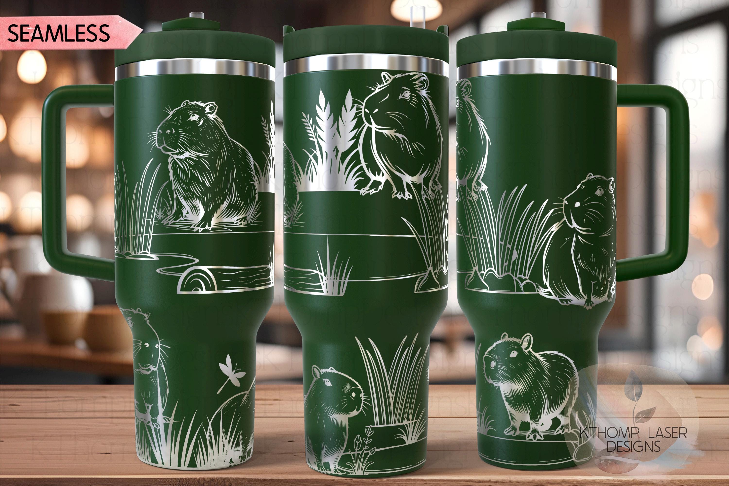 Capybara Cute Capybaras Tumbler Wrap SVG | 40oz Laser Engraving File | Rotary Ready Digital Design | Exotic Animal SVG