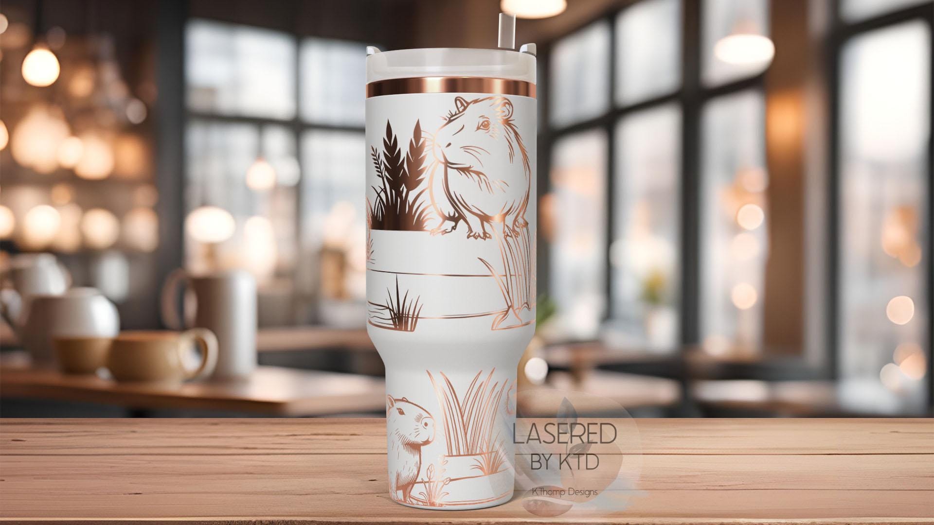 Capybara Cute Capybaras Tumbler Wrap SVG | 40oz Laser Engraving File | Rotary Ready Digital Design | Exotic Animal SVG