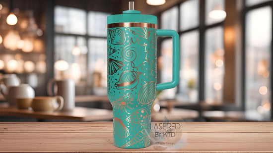 Seashells Beach Vacation Summer Tumbler Wrap SVG | 40oz Laser Engraving File | Rotary Ready Digital Design | Ocean Nautical SVG