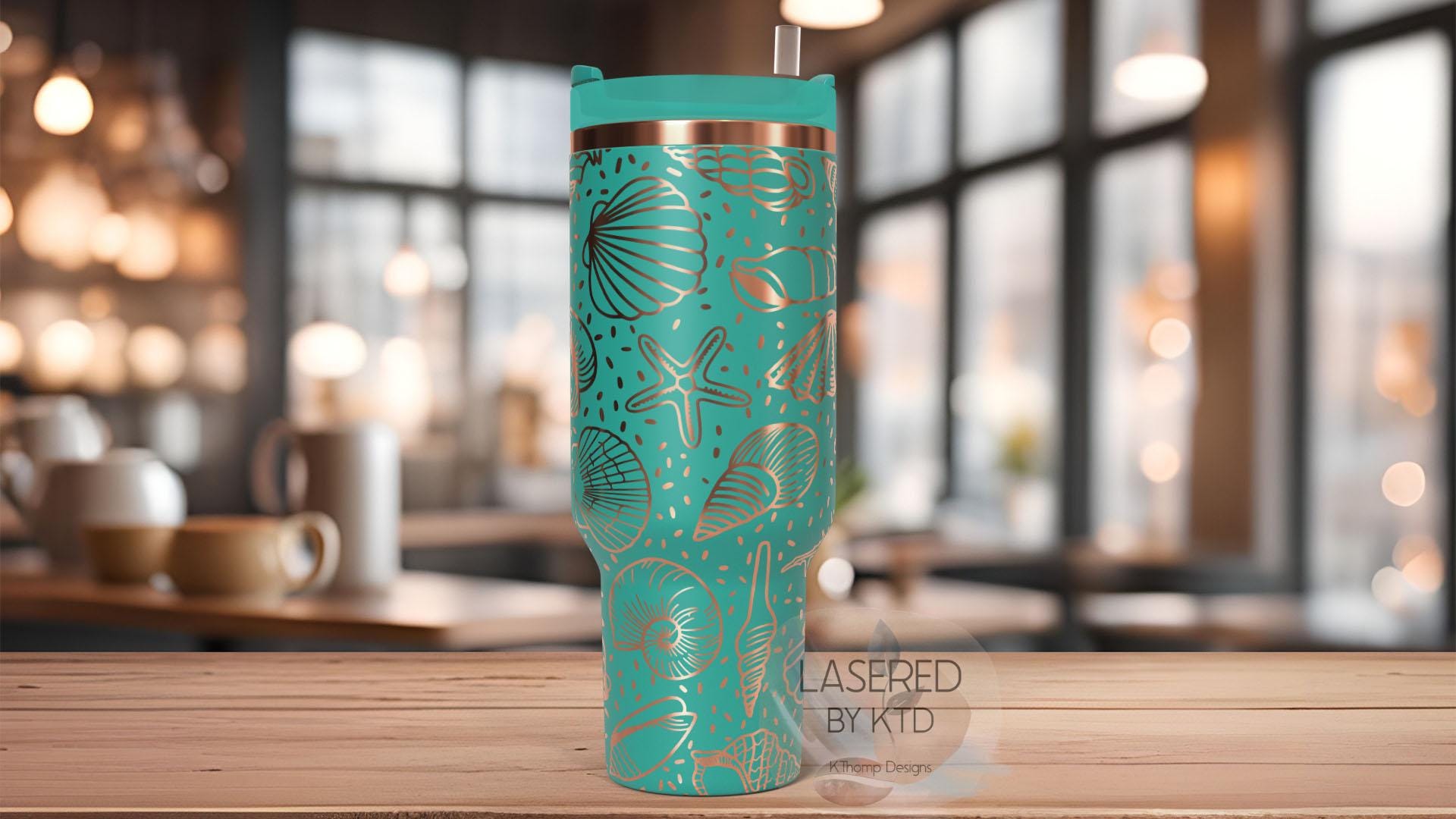 Seashells Beach Vacation Summer Tumbler Wrap SVG | 40oz Laser Engraving File | Rotary Ready Digital Design | Ocean Nautical SVG