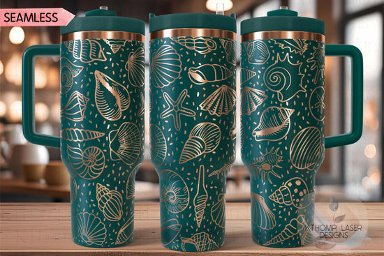 Seashells Beach Vacation Summer Tumbler Wrap SVG | 40oz Laser Engraving File | Rotary Ready Digital Design | Ocean Nautical SVG
