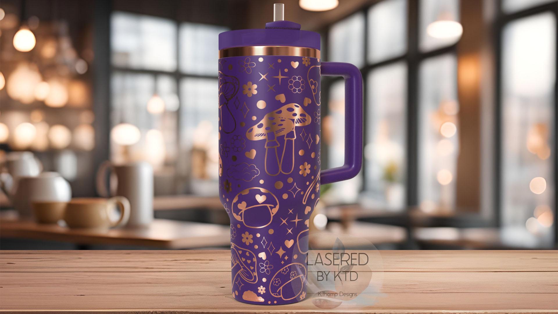 Magical Mushrooms Boho Celestial Tumbler Wrap SVG | 40oz Laser Engraving File | Rotary Ready Digital Design | Zodiac Boho SVG