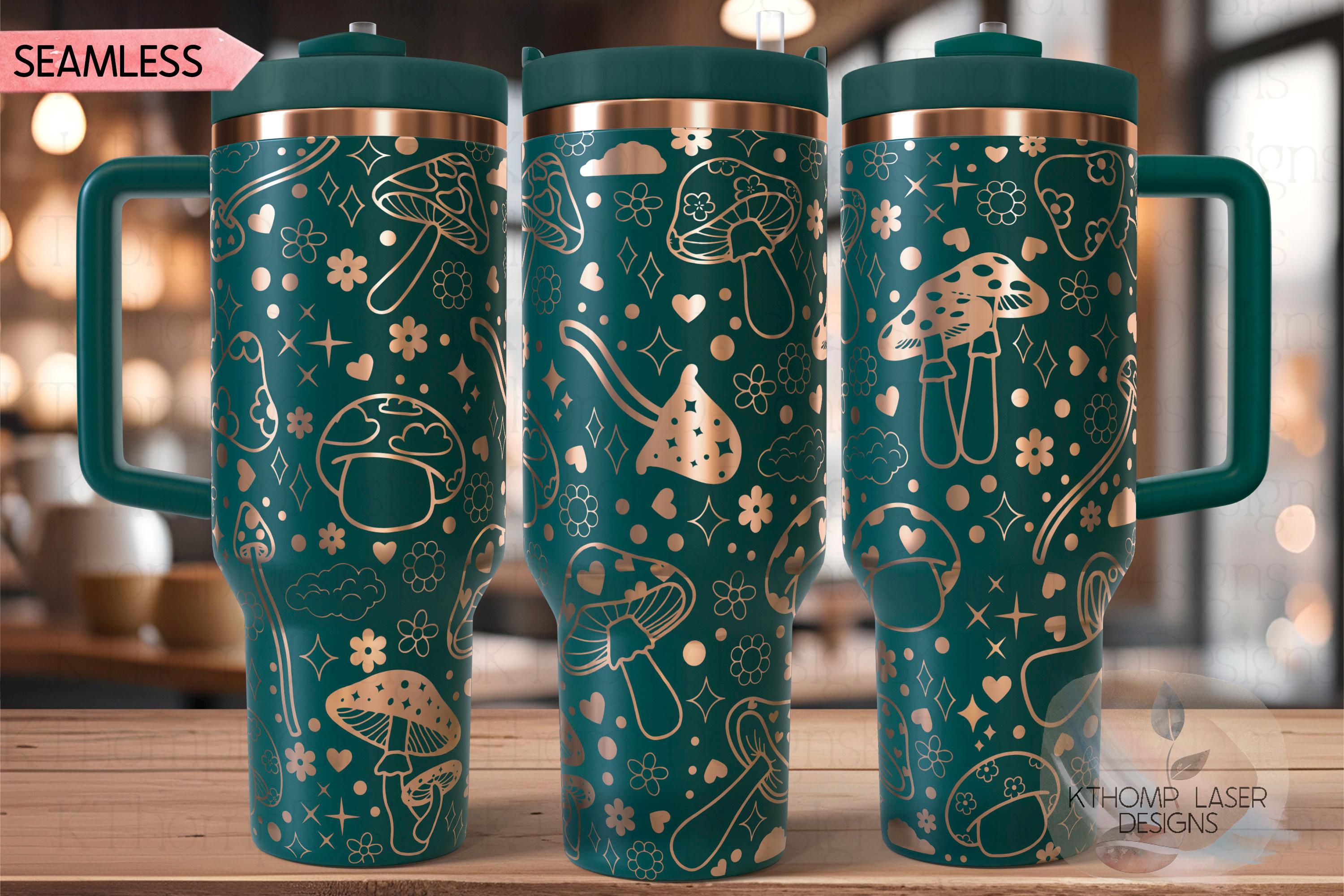 Magical Mushrooms Boho Celestial Tumbler Wrap SVG | 40oz Laser Engraving File | Rotary Ready Digital Design | Zodiac Boho SVG