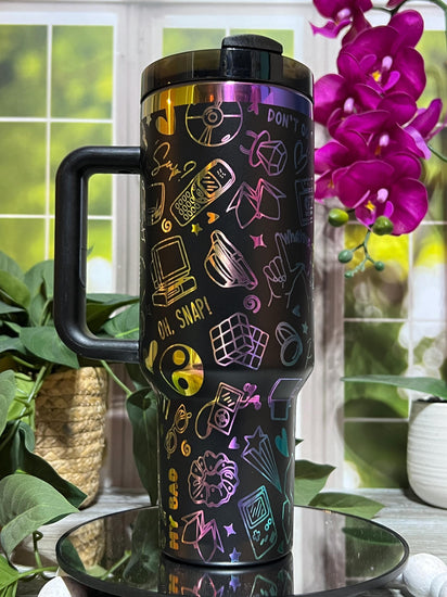 90's Throwback Tumbler Wrap SVG | 40oz Laser Engraving File | Rotary Ready Digital Design | Graduation Wedding SVG