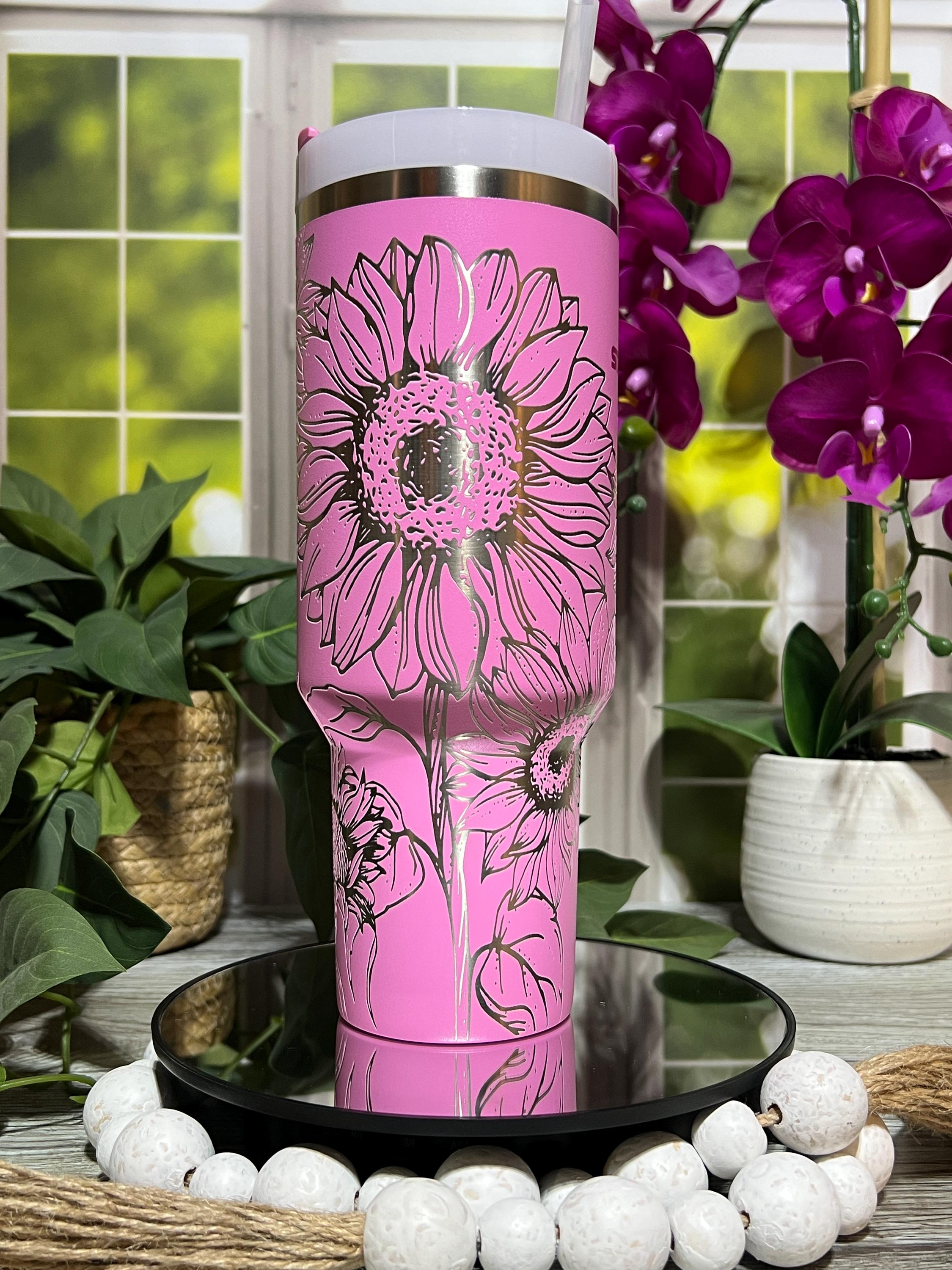 Sunflowers Tumbler Wrap SVG | 40oz Laser Engraving File | Rotary Engrave Digital Design | Floral SVG Design