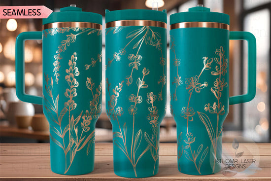 Lavender Tumbler Wrap SVG | 40oz Laser Engraving File | Rotary Engrave Digital Design | Floral SVG Design