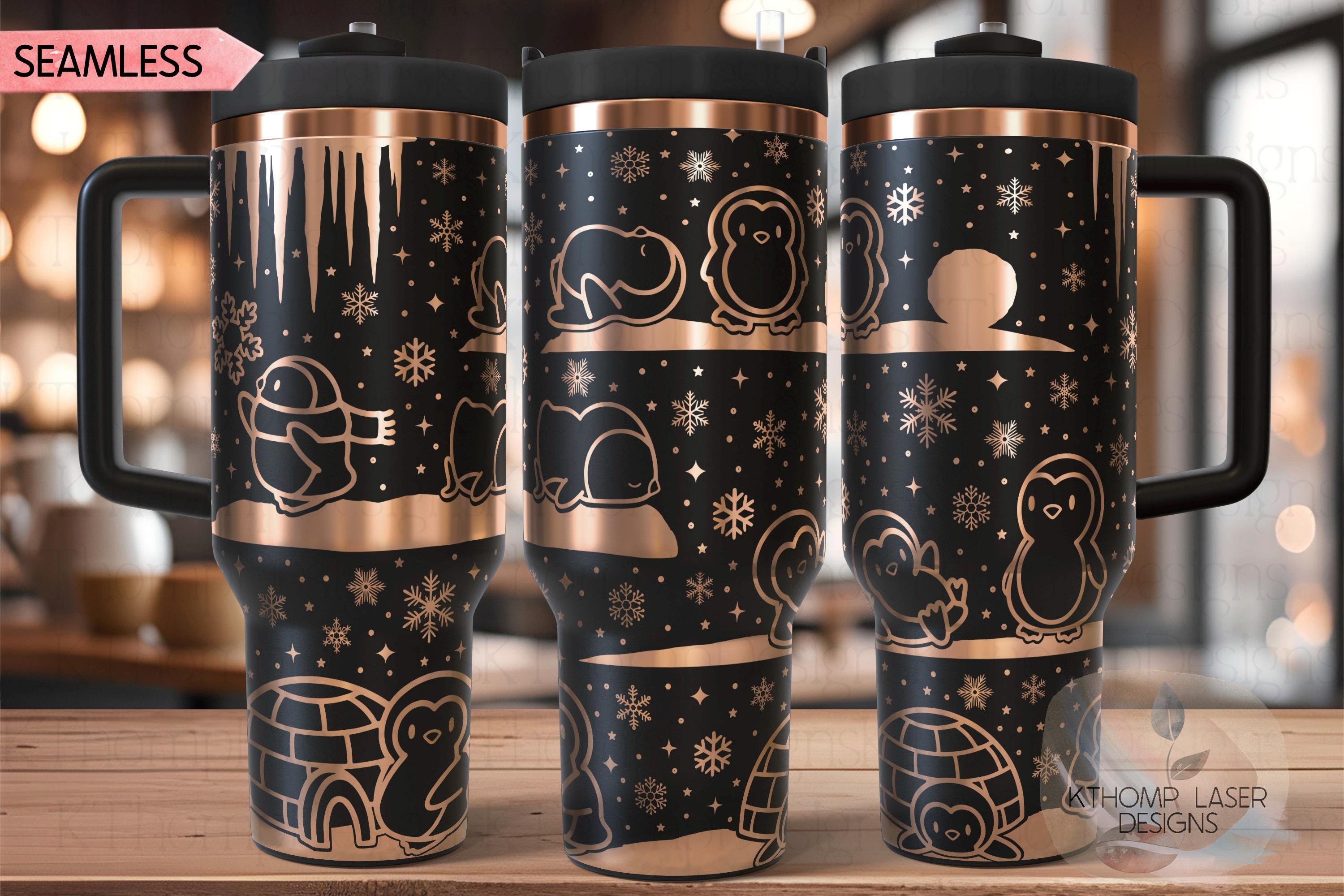 Penguins Cute Winter Penguins Tumbler Wrap SVG | 40oz Laser Engraving File | Rotary Ready Digital Design | Exotic Animal SVG