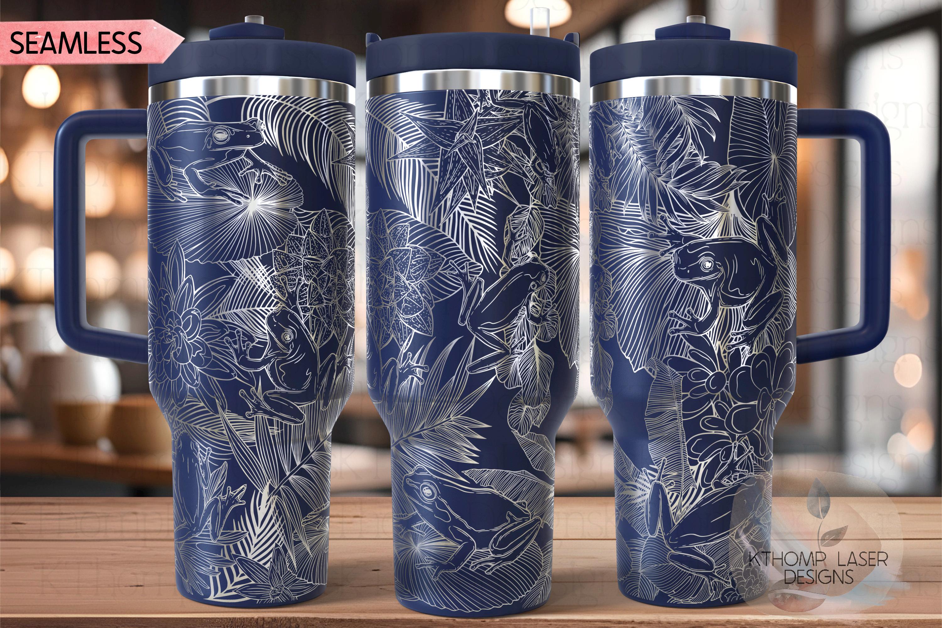 Tree Frogs Tumbler Wrap SVG | 40oz Laser Engraving File | Rotary Ready Digital Design | Jungle Theme SVG
