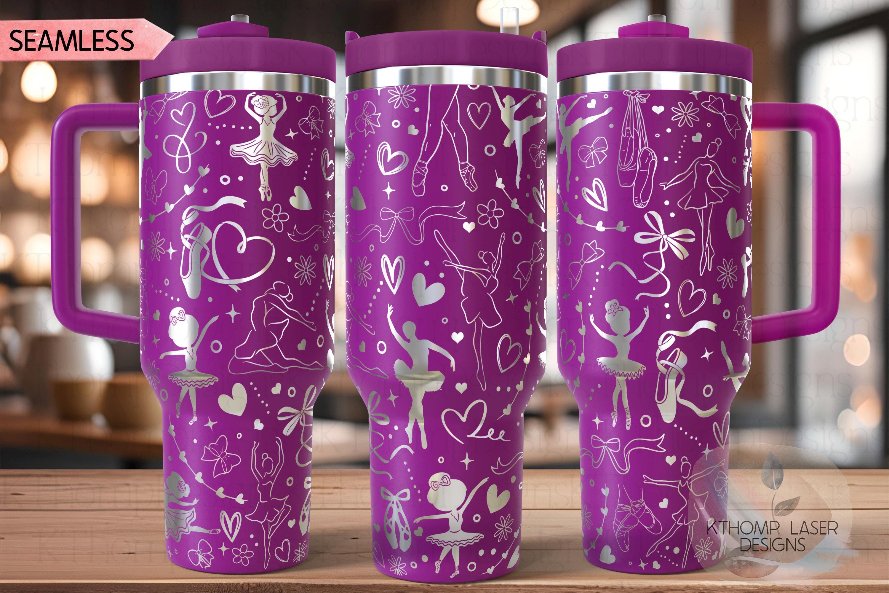 Cute Ballerina Dancer Tumbler Wrap SVG | 40oz Laser Engraving File | Rotary Ready Digital Design | Sports Fan SVG