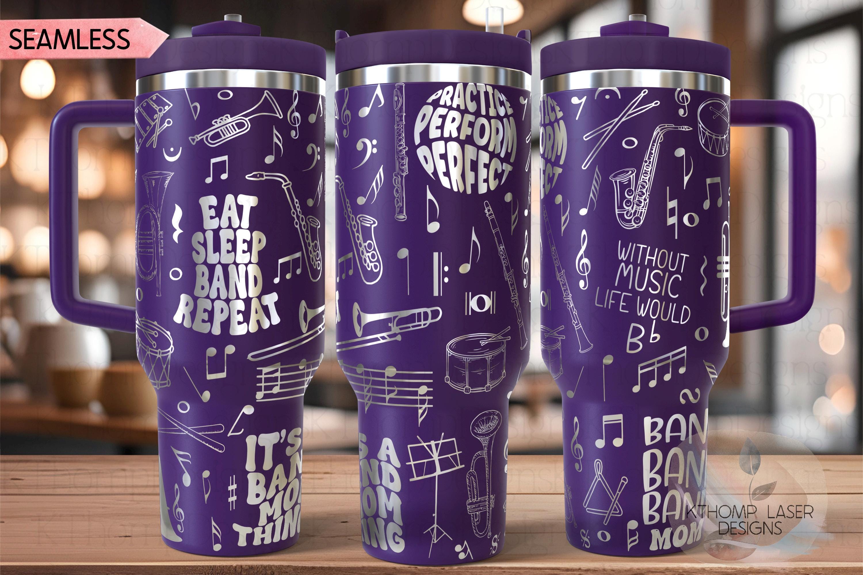 Band Mom Tumbler Wrap SVG | 40oz Laser Engraving File | Rotary Ready Digital Design | Mom Life SVG