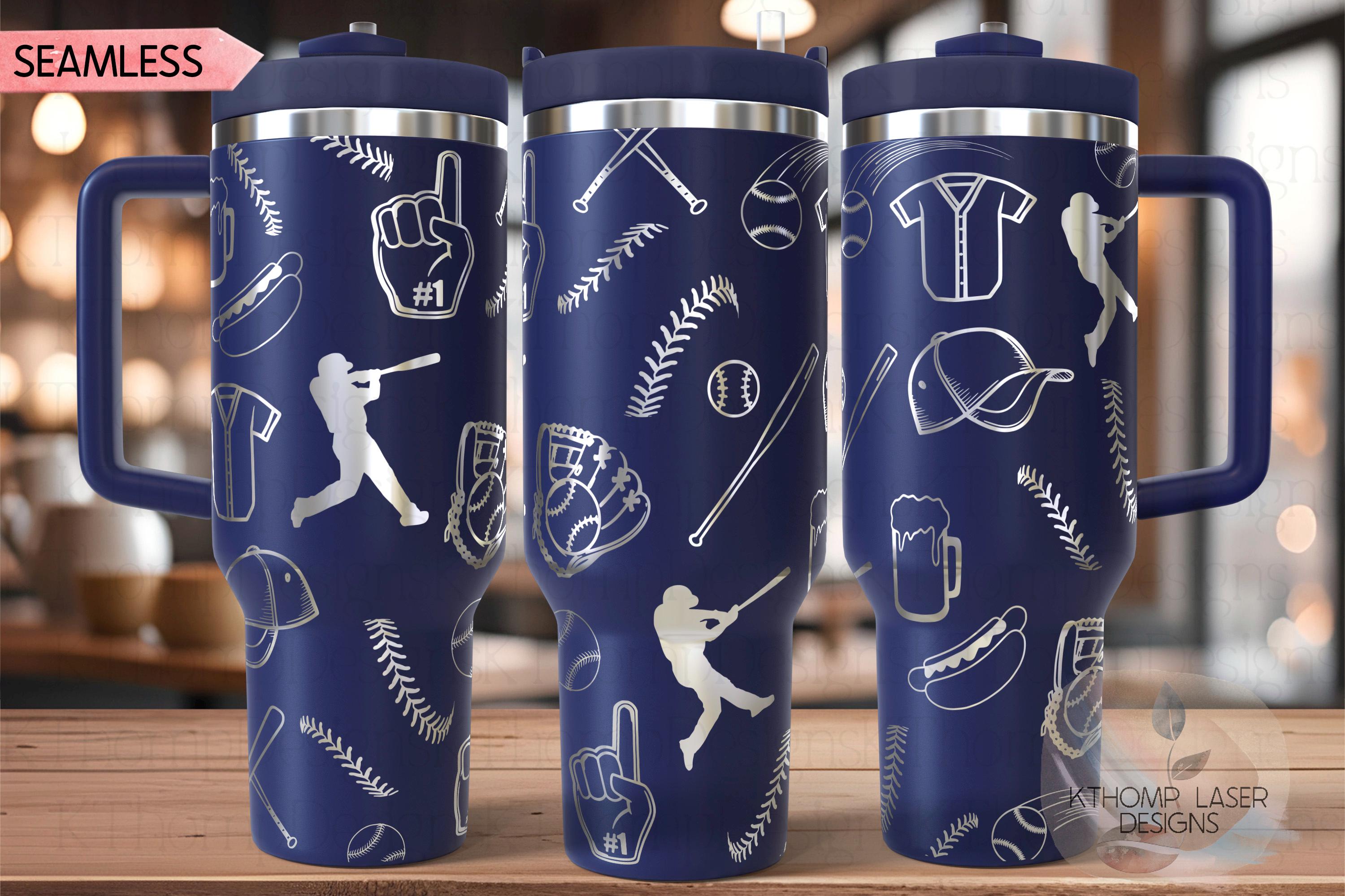 Baseball Doodles Tumbler Wrap SVG | 40oz Laser Engraving File | Rotary Ready Digital Design | Sports Fan SVG