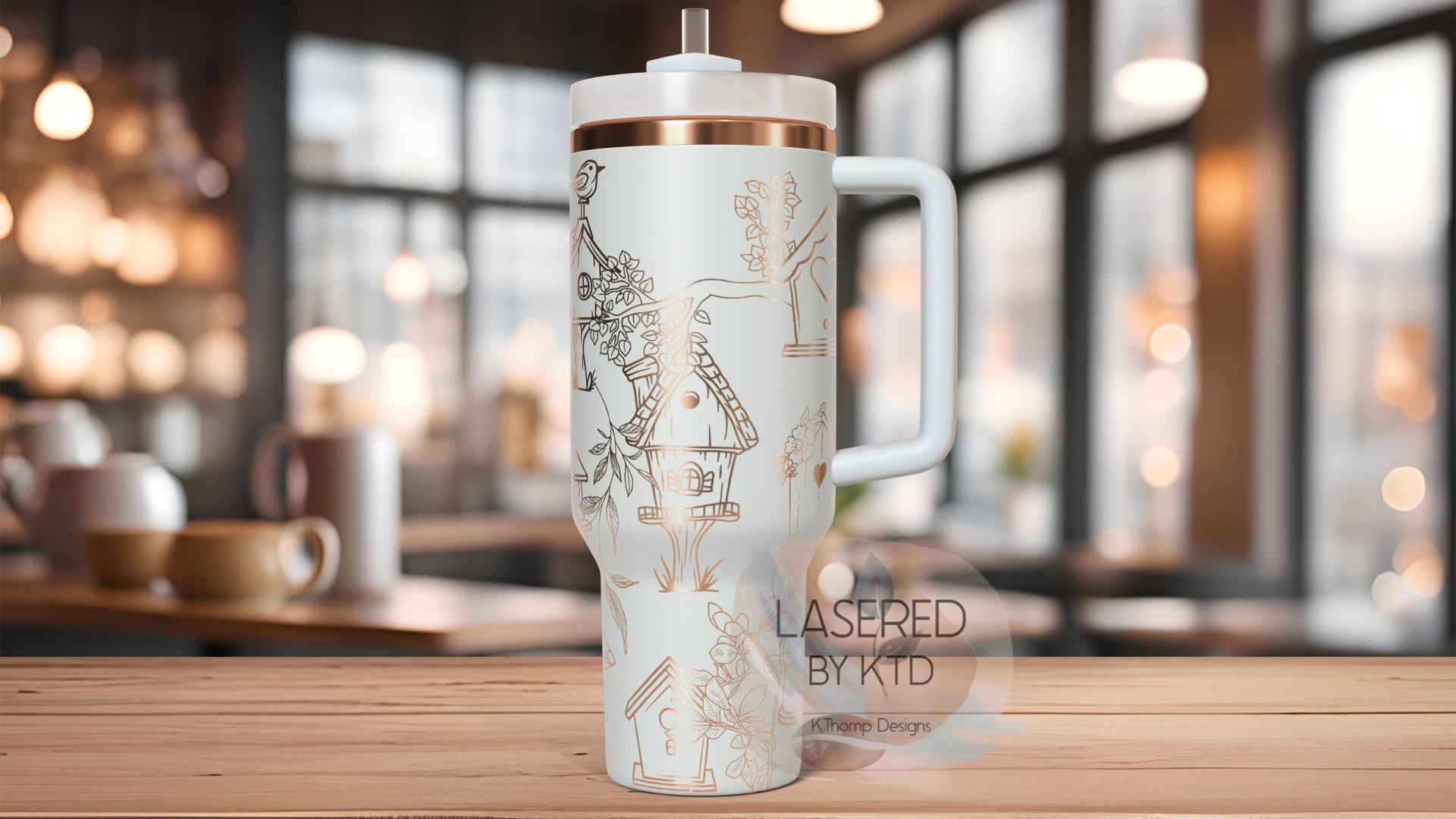 Birdhouses Tumbler Wrap SVG | 40oz Laser Engraving File | Rotary Ready Digital Design | Western Farm SVG
