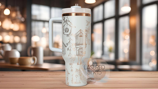 Birdhouses Tumbler Wrap SVG | 40oz Laser Engraving File | Rotary Ready Digital Design | Western Farm SVG