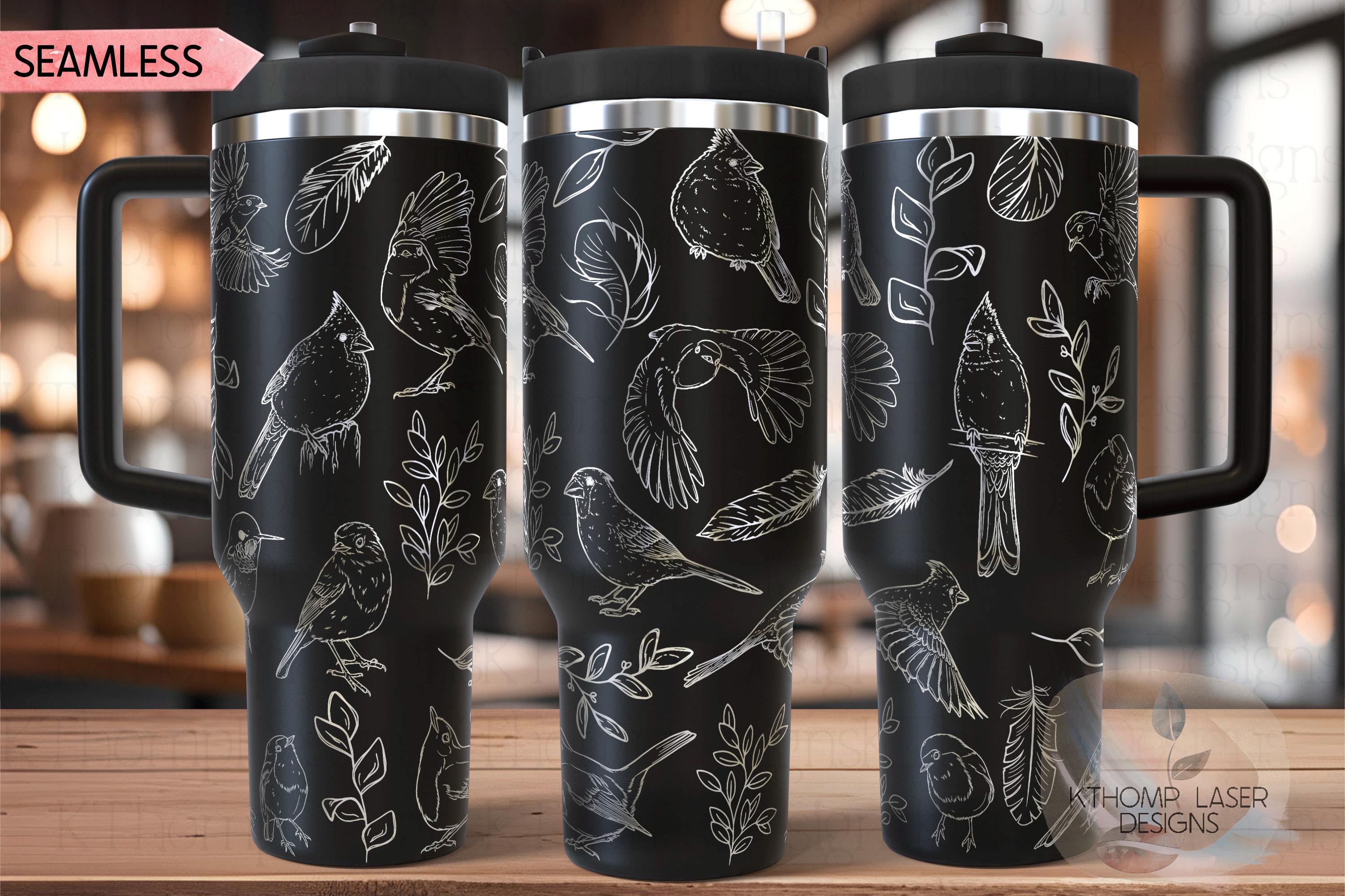 Birds Robins Cardinals Sparrows Tumbler Wrap SVG | 40oz Laser Engraving File | Rotary Ready Digital Design | Exotic Animal SVG