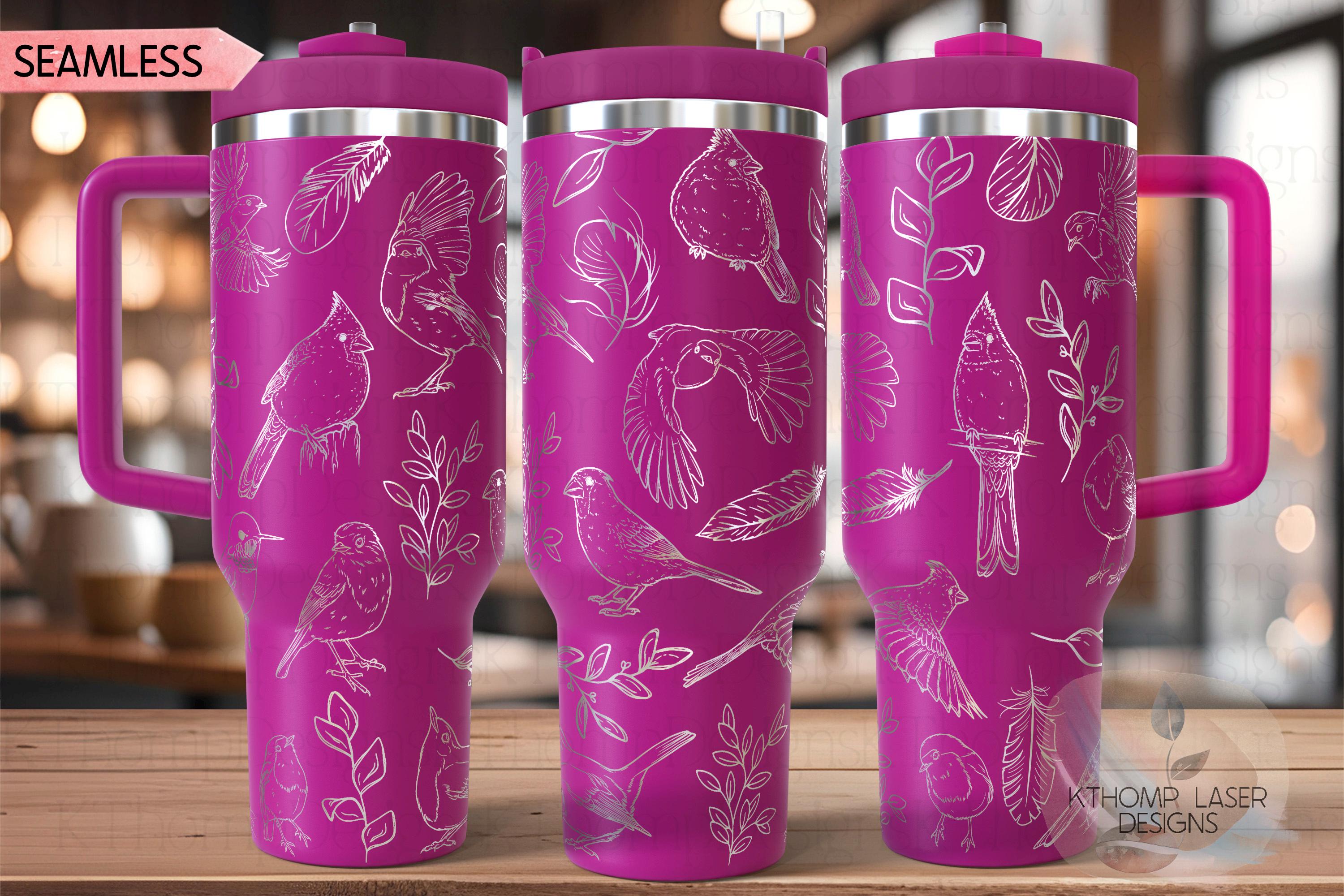 Birds Robins Cardinals Sparrows Tumbler Wrap SVG | 40oz Laser Engraving File | Rotary Ready Digital Design | Exotic Animal SVG