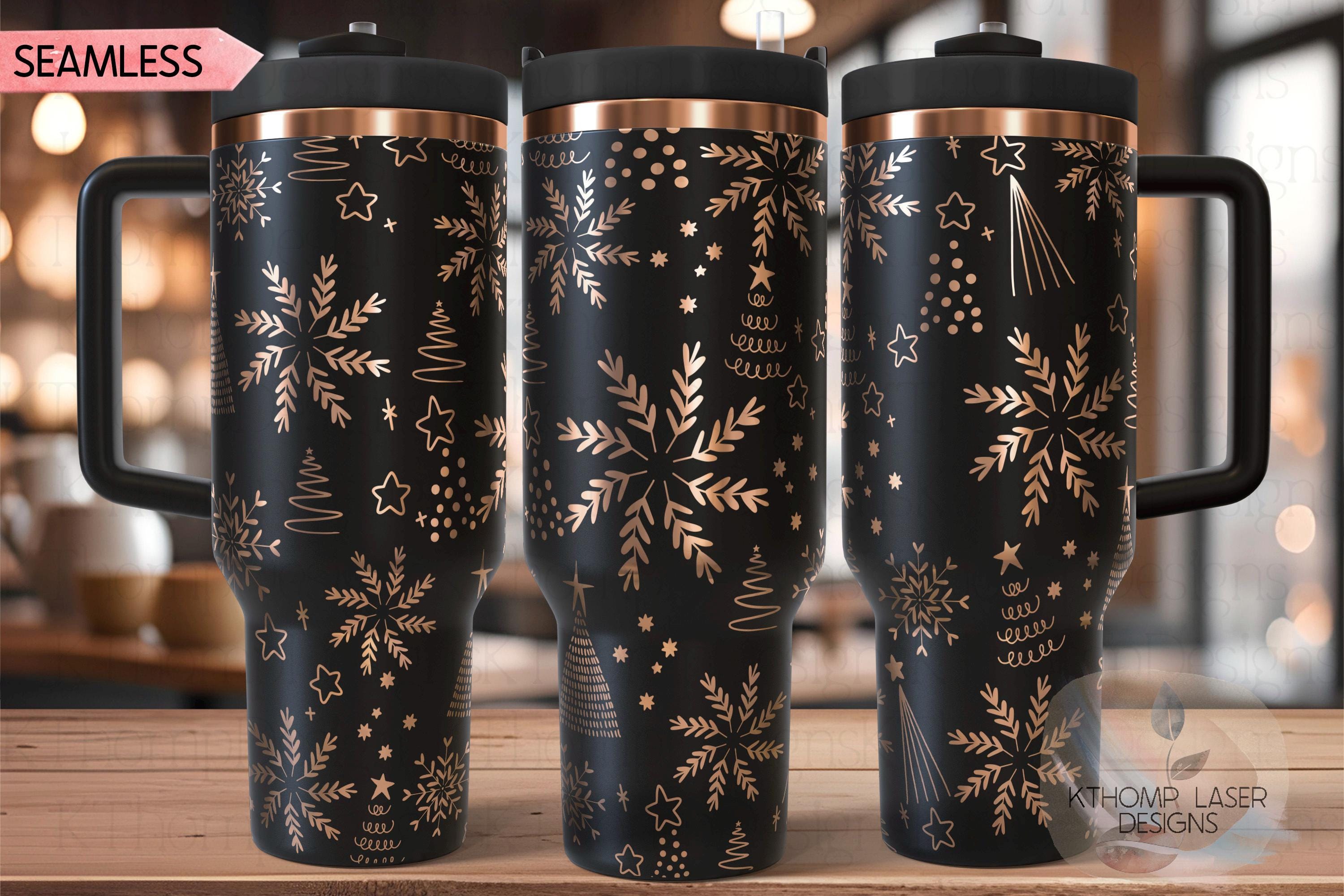 Abstract Christmas Pattern Holiday Tumbler Wrap SVG | 40oz Laser Engraving File | Rotary Ready Digital Design | Seasonal SVG