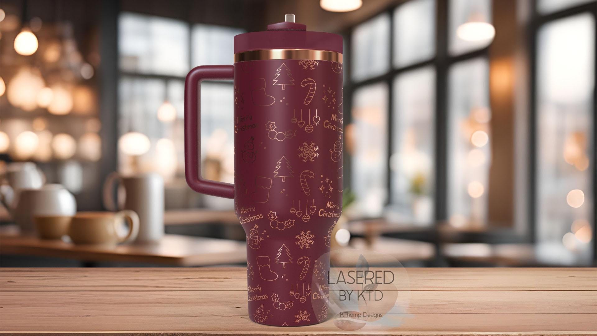 Merry Christmas Pattern Holiday Holiday Tumbler Wrap SVG | 40oz Laser Engraving File | Rotary Ready Digital Design | Seasonal SVG