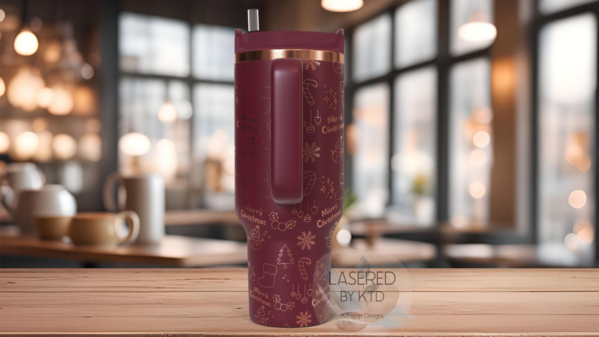 Merry Christmas Pattern Holiday Holiday Tumbler Wrap SVG | 40oz Laser Engraving File | Rotary Ready Digital Design | Seasonal SVG