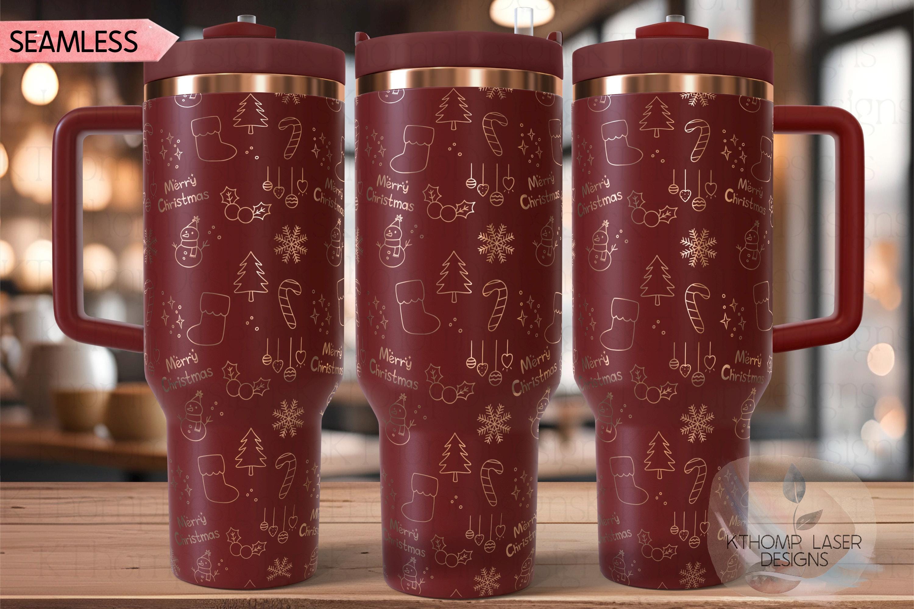 Merry Christmas Pattern Holiday Holiday Tumbler Wrap SVG | 40oz Laser Engraving File | Rotary Ready Digital Design | Seasonal SVG