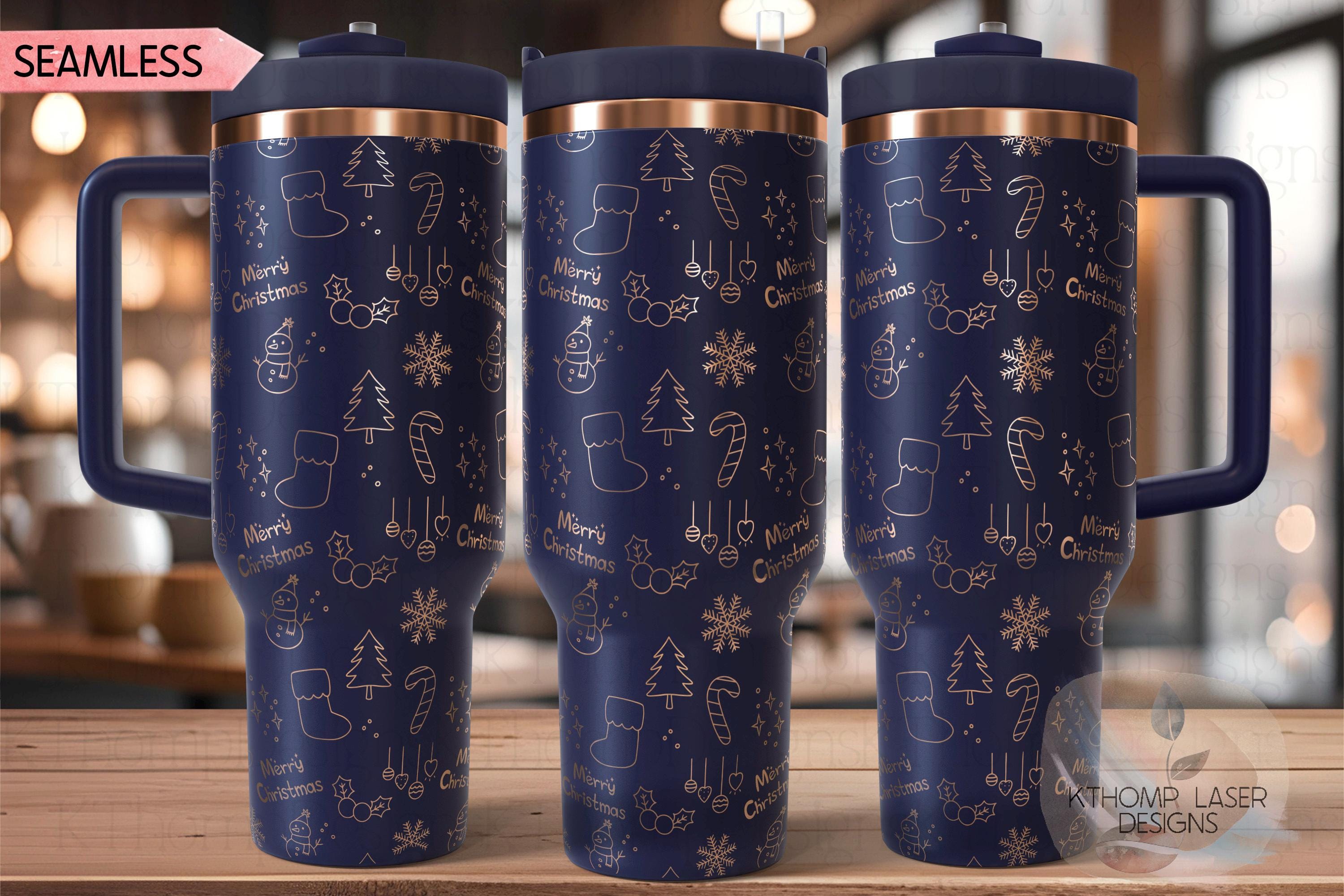 Merry Christmas Pattern Holiday Holiday Tumbler Wrap SVG | 40oz Laser Engraving File | Rotary Ready Digital Design | Seasonal SVG