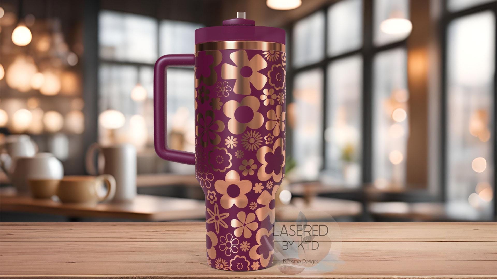 Flower Power Cute Flower Burst Tumbler Wrap SVG | 40oz Laser Engraving File | Rotary Engrave Digital Design | Floral SVG Design