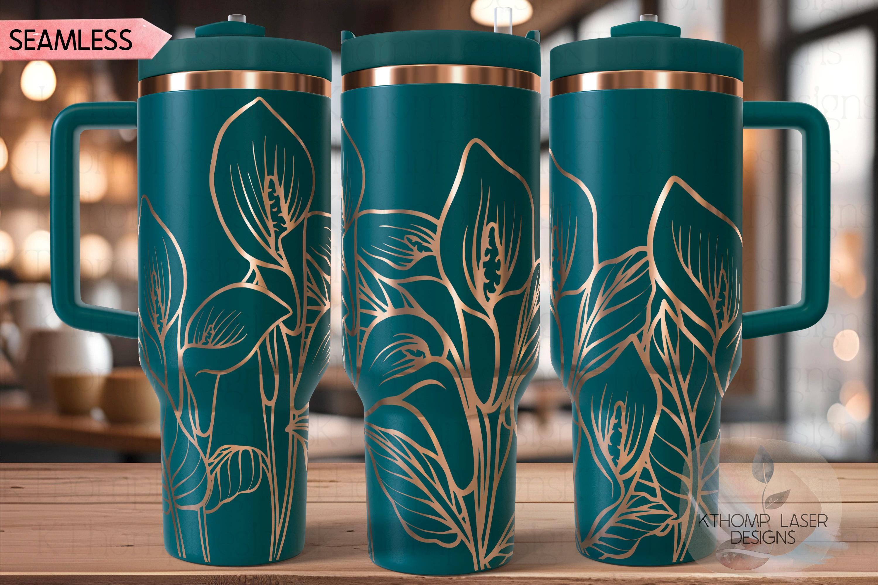 Calla Lilies Tumbler Wrap SVG | 40oz Laser Engraving File | Rotary Engrave Digital Design | Floral SVG Design