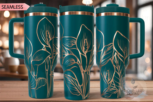 Calla Lilies Tumbler Wrap SVG | 40oz Laser Engraving File | Rotary Engrave Digital Design | Floral SVG Design