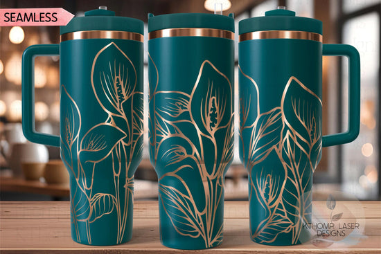 Calla Lilies Tumbler Wrap SVG | 40oz Laser Engraving File | Rotary Engrave Digital Design | Floral SVG Design
