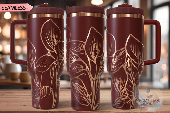 Calla Lilies Tumbler Wrap SVG | 40oz Laser Engraving File | Rotary Engrave Digital Design | Floral SVG Design
