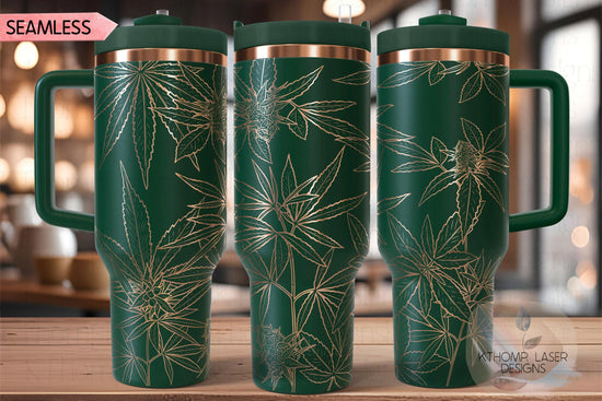 Cannabis Tumbler Wrap SVG | 40oz Laser Engraving File | Rotary Engrave Digital Design | Floral SVG Design