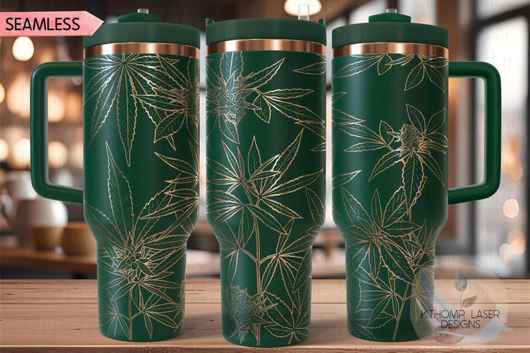 Cannabis Tumbler Wrap SVG | 40oz Laser Engraving File | Rotary Engrave Digital Design | Floral SVG Design
