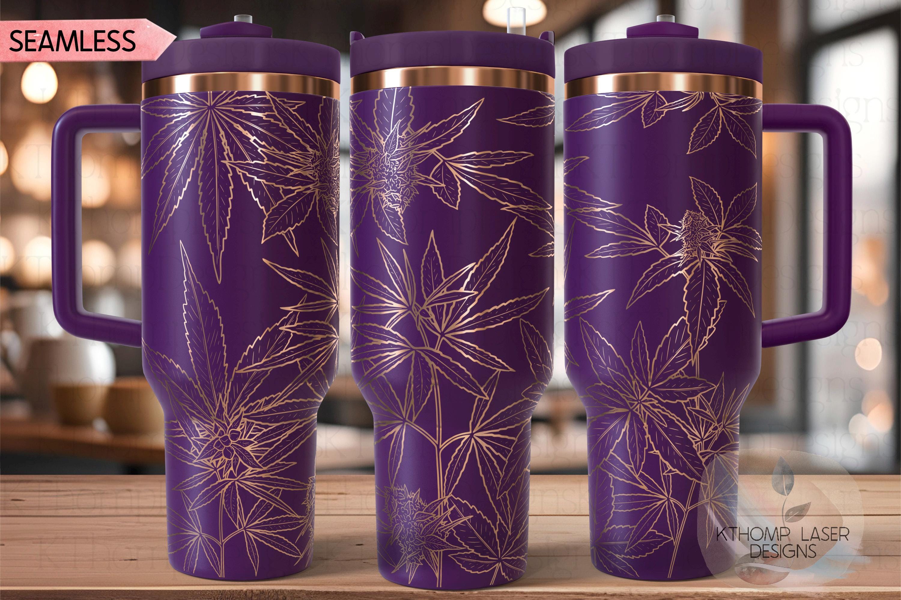 Cannabis Tumbler Wrap SVG | 40oz Laser Engraving File | Rotary Engrave Digital Design | Floral SVG Design
