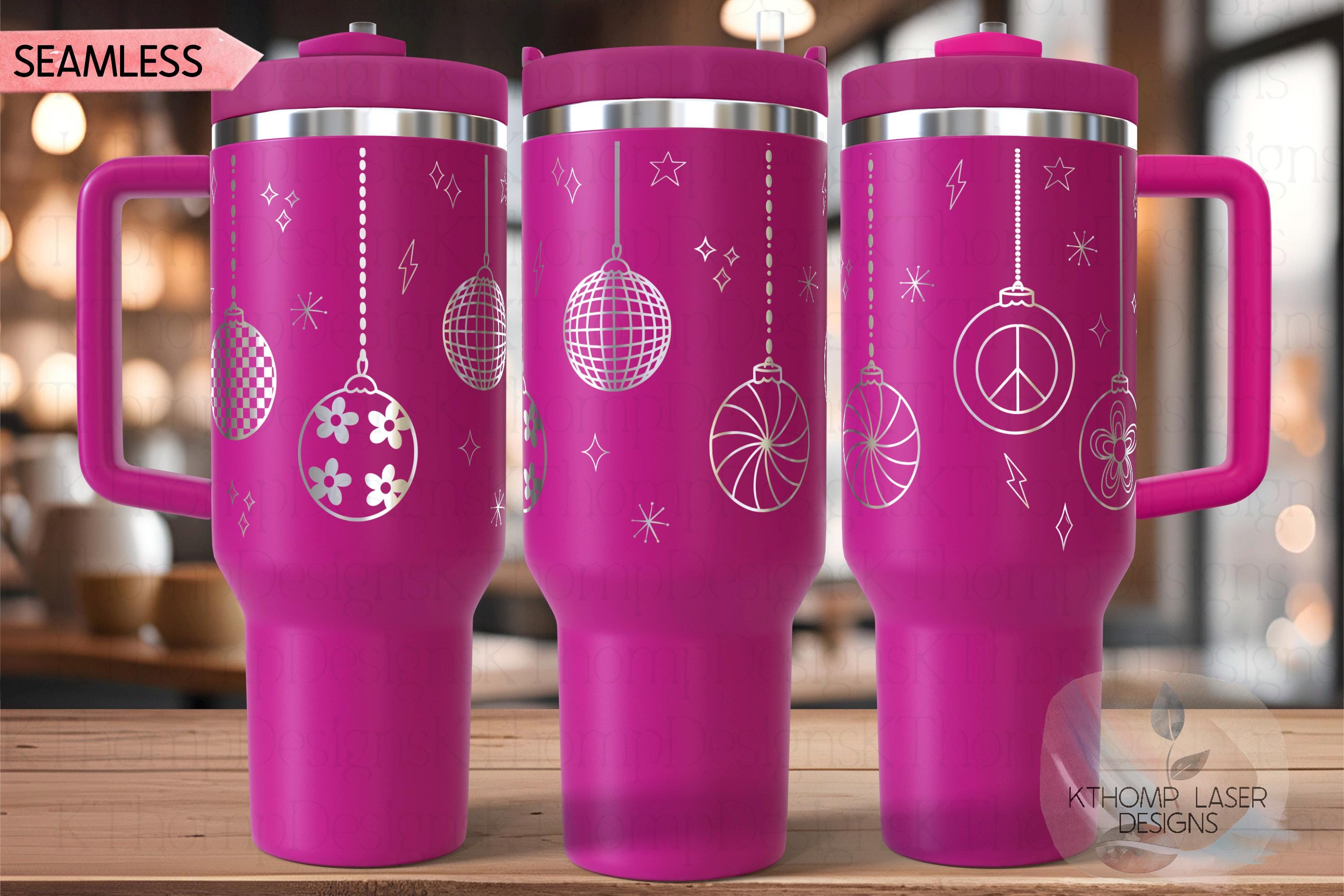 Retro Christmas Ornaments Holiday Tumbler Wrap SVG | 40oz Laser Engraving File | Rotary Ready Digital Design | Seasonal SVG