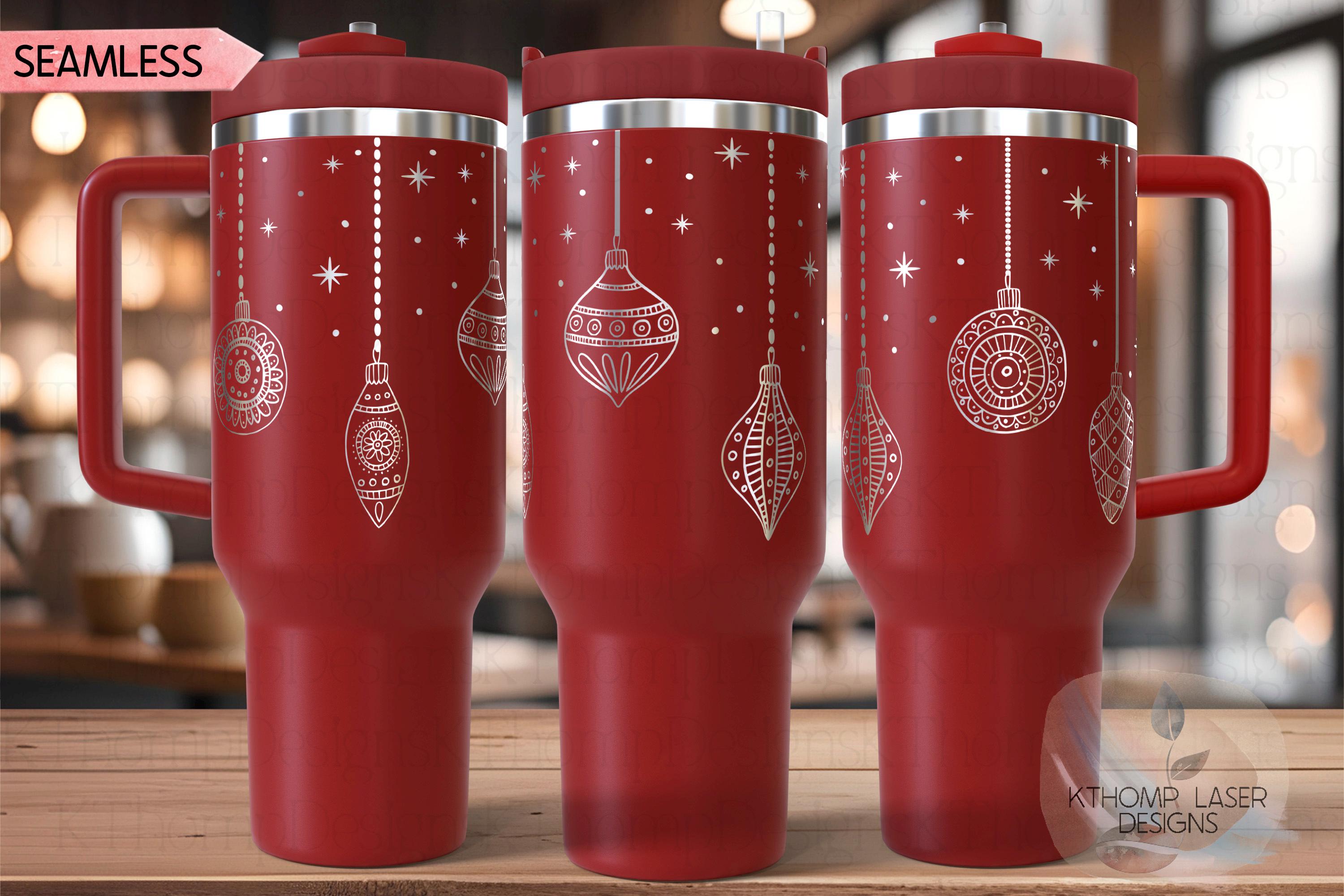 Christmas Ornaments Holiday Tumbler Wrap SVG | 40oz Laser Engraving File | Rotary Ready Digital Design | Seasonal SVG