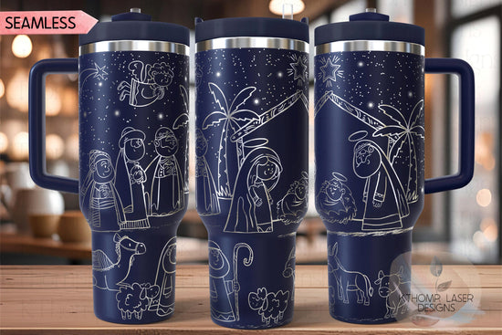 Christmas Nativity Holiday Tumbler Wrap SVG | 40oz Laser Engraving File | Rotary Ready Digital Design | Seasonal SVG