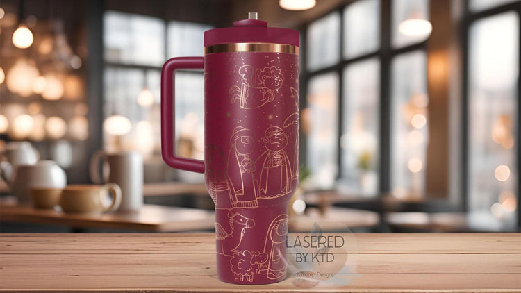 Christmas Nativity Holiday Tumbler Wrap SVG | 40oz Laser Engraving File | Rotary Ready Digital Design | Seasonal SVG