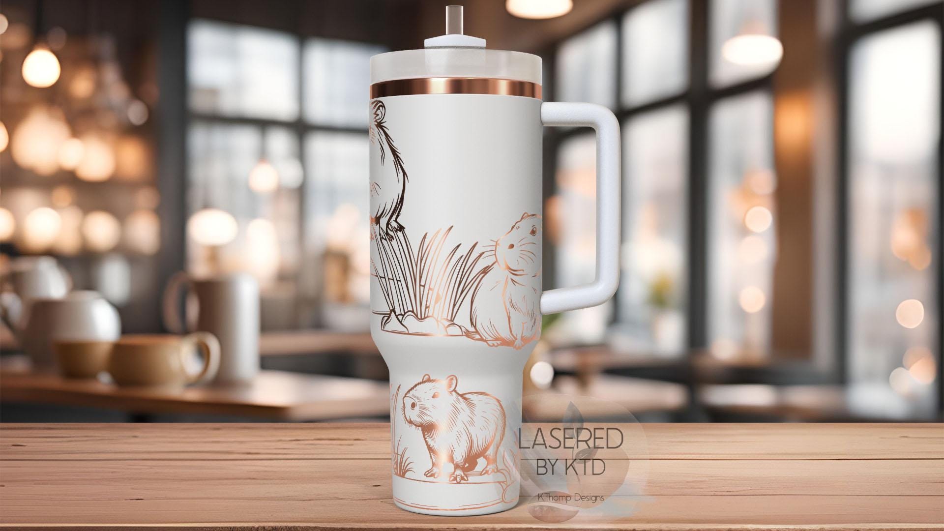 Capybara Cute Capybaras Tumbler Wrap SVG | 40oz Laser Engraving File | Rotary Ready Digital Design | Exotic Animal SVG