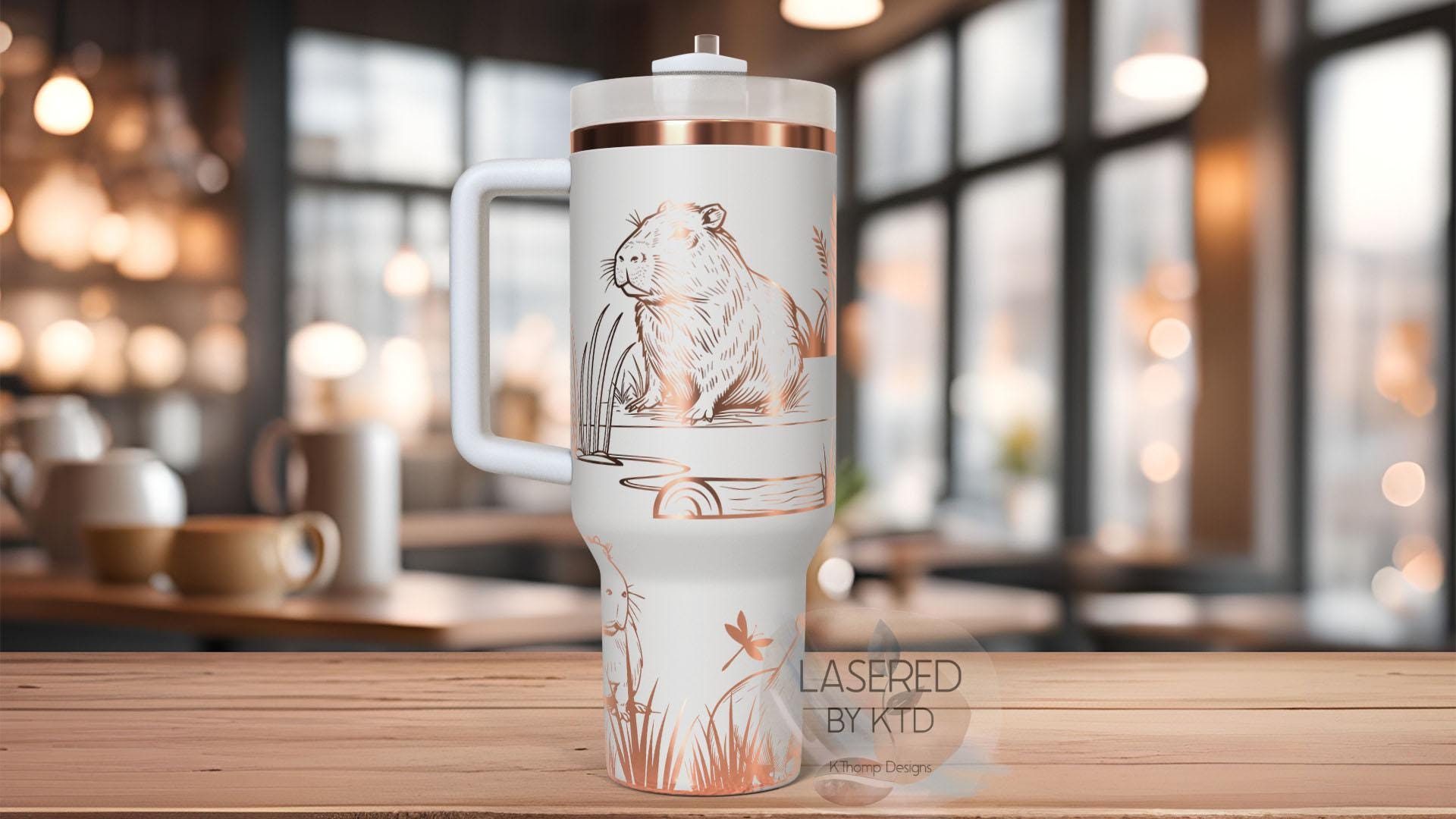 Capybara Cute Capybaras Tumbler Wrap SVG | 40oz Laser Engraving File | Rotary Ready Digital Design | Exotic Animal SVG