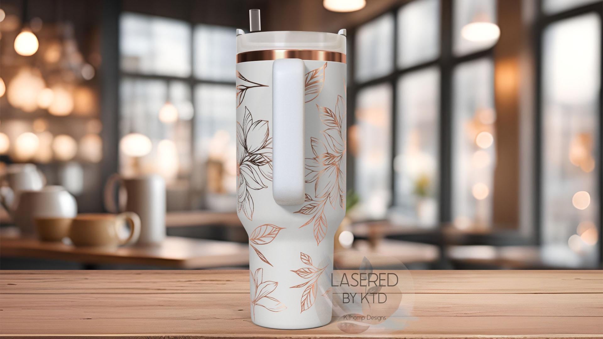 Peony Tumbler Wrap SVG | 40oz Laser Engraving File | Rotary Engrave Digital Design | Floral SVG Design