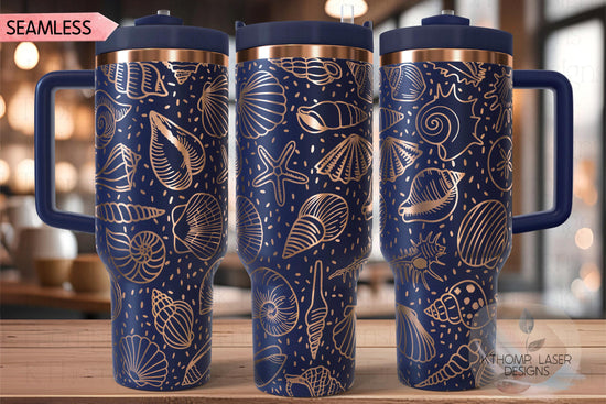 Seashells Beach Vacation Summer Tumbler Wrap SVG | 40oz Laser Engraving File | Rotary Ready Digital Design | Ocean Nautical SVG