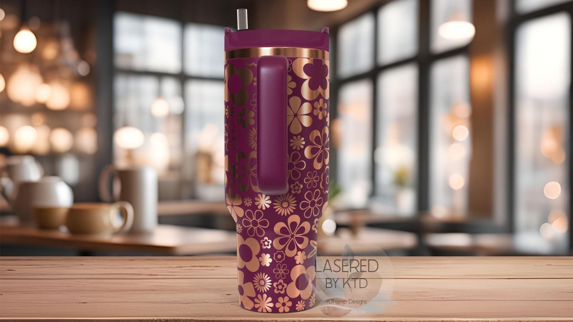 Flower Power Cute Flower Burst Tumbler Wrap SVG | 40oz Laser Engraving File | Rotary Engrave Digital Design | Floral SVG Design