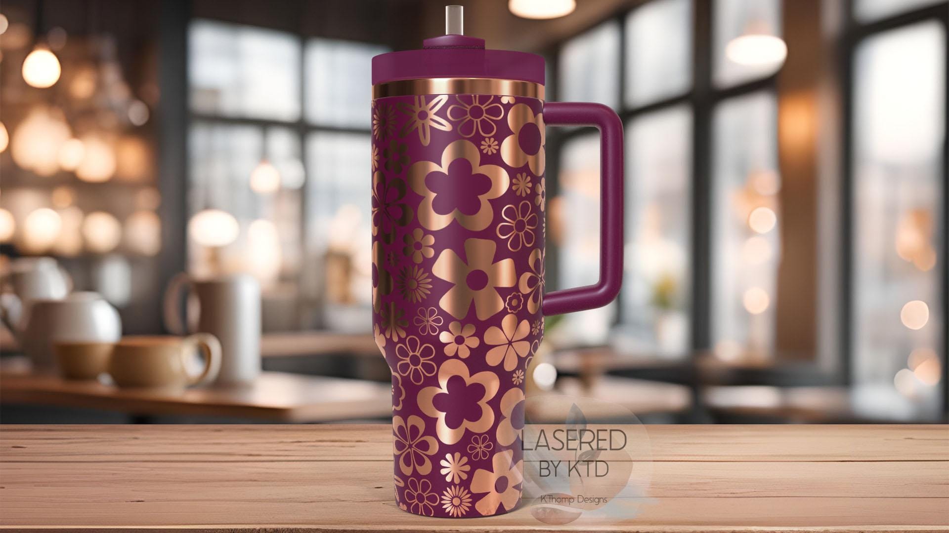 Flower Power Cute Flower Burst Tumbler Wrap SVG | 40oz Laser Engraving File | Rotary Engrave Digital Design | Floral SVG Design