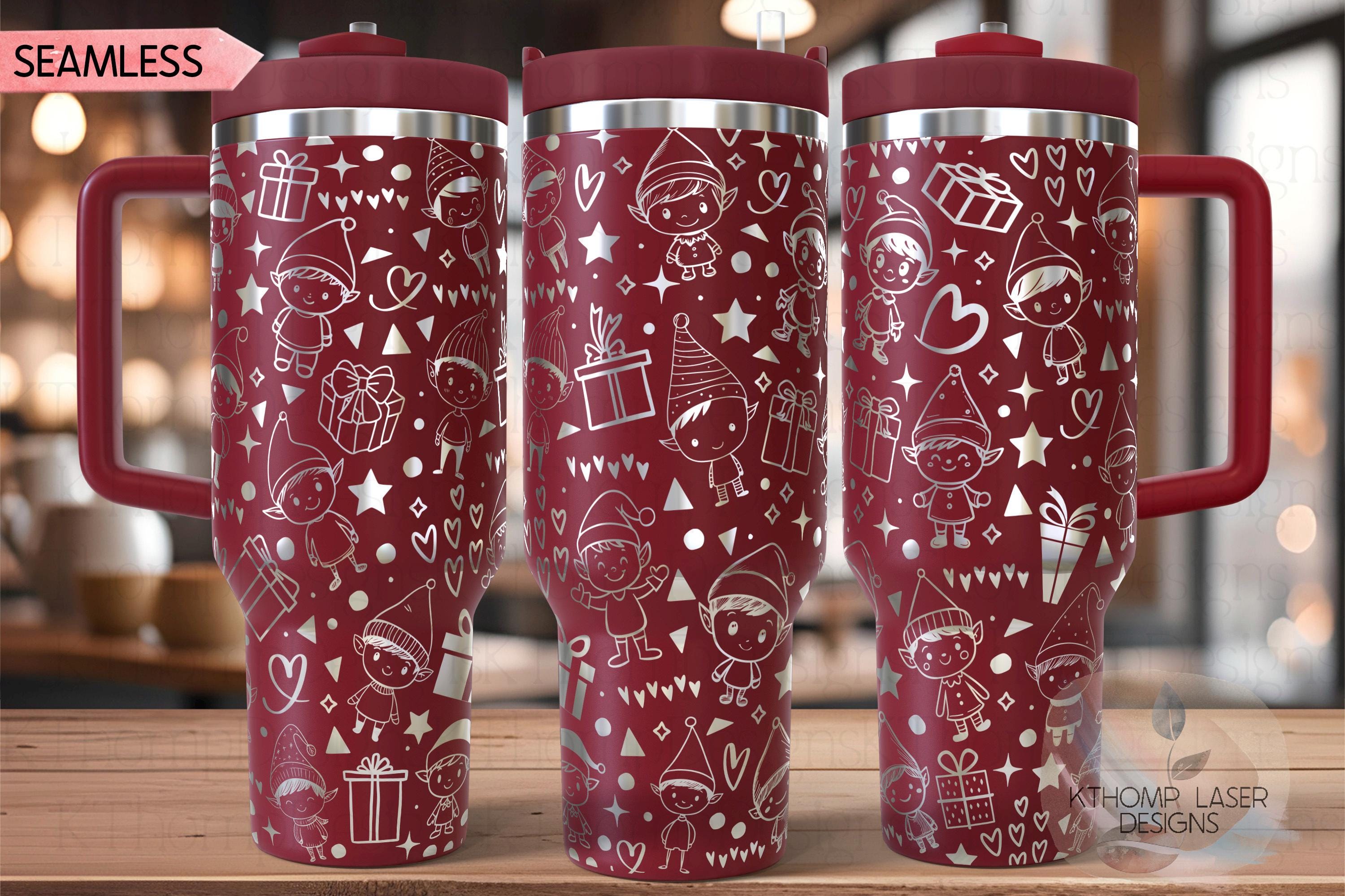 Cute Christmas Elves Holiday Tumbler Wrap SVG | 40oz Laser Engraving File | Rotary Ready Digital Design | Seasonal SVG