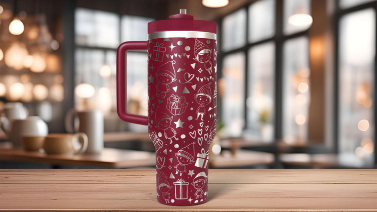 Cute Christmas Elves Holiday Tumbler Wrap SVG | 40oz Laser Engraving File | Rotary Ready Digital Design | Seasonal SVG
